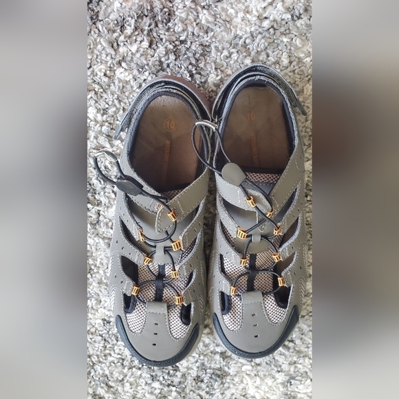 Mossimo Supply Co. Gray Leather Slip On Draw Cord Sport Sandals Men's Shoe 10 - Picture 5 of 11